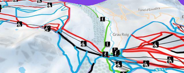 Piste map of the resort Grandvalira (Sector de Grau Roig)