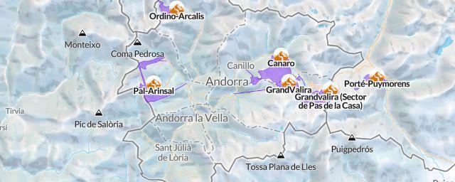 Piste map of the region Andorra