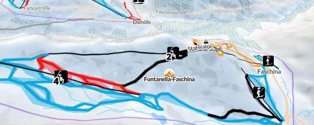 Piste map of the resort Fontanella-Faschina