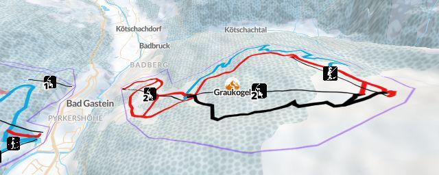 Piste map of the resort Graukogel