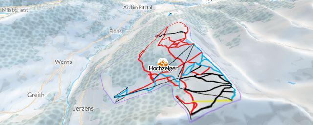 Piste map of the resort Hochzeiger