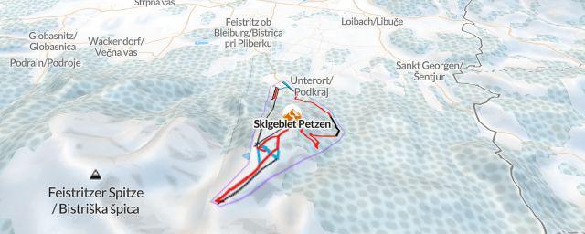 Piste map of the resort Skigebiet Petzen