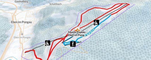 Piste map of the resort Monte Popolo - Eben im Pongau