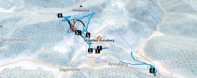 Piste map of the resort Skigebiet Annaberg