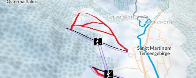 Piste map of the resort St. Martin im Tennengebirge
