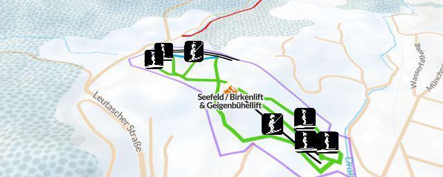 Piste map of the resort Seefeld / Birkenlift & Geigenbühellift