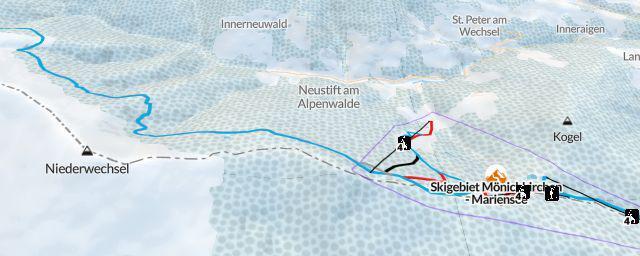 Piste map of the resort Skigebiet Mönichkirchen - Mariensee