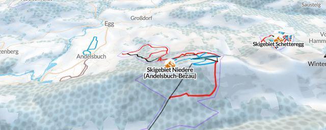 Piste map of the resort Skigebiet Niedere (Andelsbuch-Bezau)