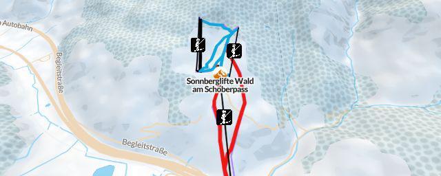 Piste map of the resort Sonnberglifte Wald am Schoberpass