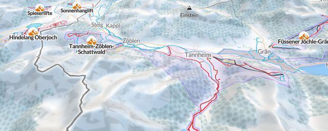 Piste map of the resort Tannheim-Zöblen-Schattwald
