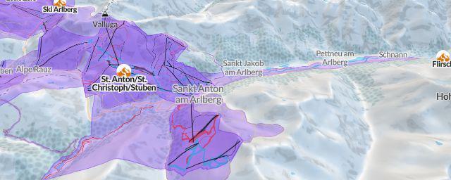 Piste map of the resort St. Anton/St. Christoph/Stuben