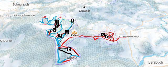 Piste map of the resort Bödele
