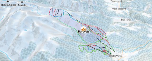 Piste map of the resort Borovets