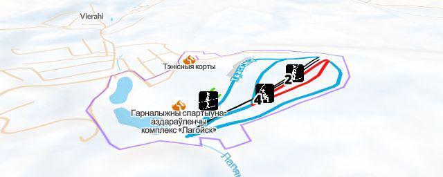 Piste map of the resort Гарналыжны спартыўна-аздараўленчы комплекс «Лагойск»