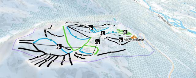 Piste map of the resort Marmot Basin