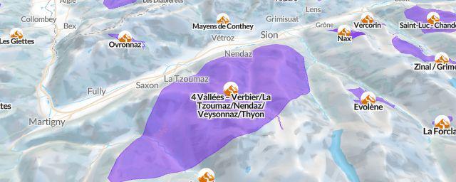 Piste map of the resort 4 Vallées – Verbier/La Tzoumaz/Nendaz/Veysonnaz/Thyon