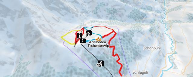 Piste map of the resort Adelboden - TschentenAlp
