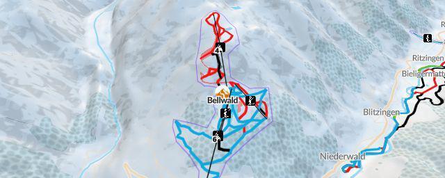Piste map of the resort Bellwald