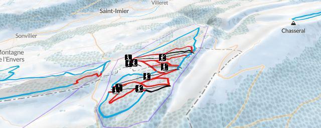 Piste map of the resort Bugnenets-Savagnières