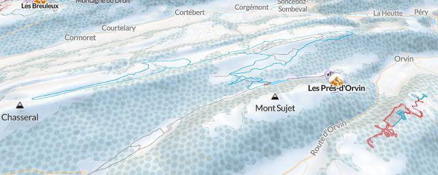 Piste map of the resort Centre de ski de fond des Prés d’Orvin