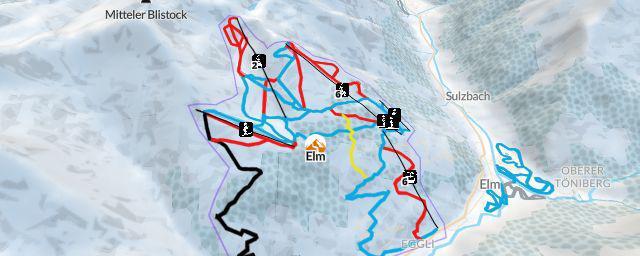 Piste map of the resort Elm