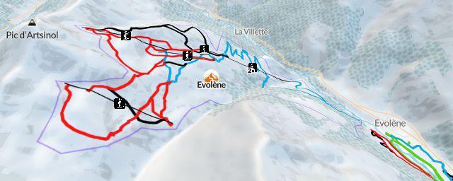 Piste map of the resort Evolène