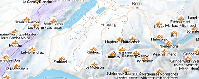 Piste map of the region Fribourg