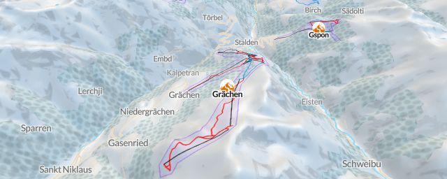 Piste map of the resort Grächen