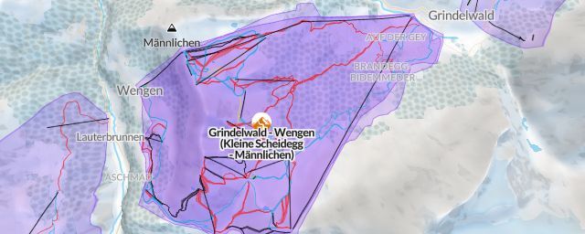Piste map of the resort Grindelwald - Wengen (Kleine Scheidegg - Männlichen)