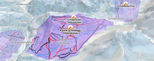 Piste map of the resort Grindelwald - Wengen
