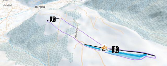 Piste map of the resort Haldi