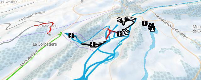 Piste map of the resort La Corbatière