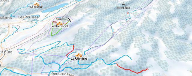Piste map of the resort La Givrine