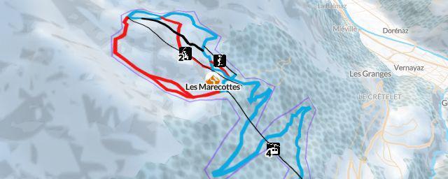Piste map of the resort Les Marecottes