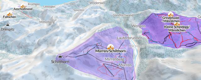 Piste map of the resort Mürren/Schilthorn