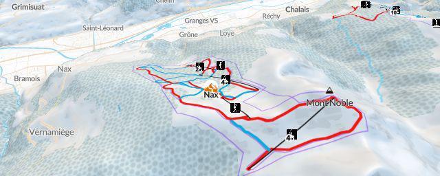 Piste map of the resort Nax