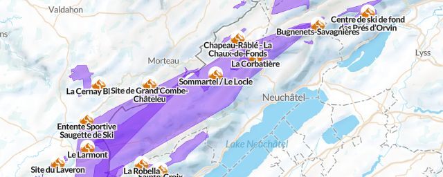Piste map of the region Neuchâtel