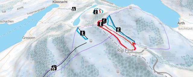Piste map of the resort Rigi