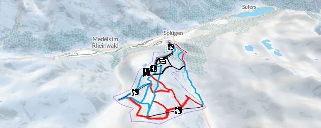 Piste map of the resort Splügen