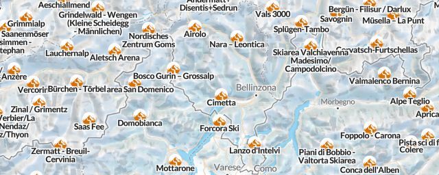 Piste map of the region Ticino