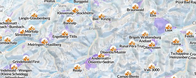 Piste map of the region Uri