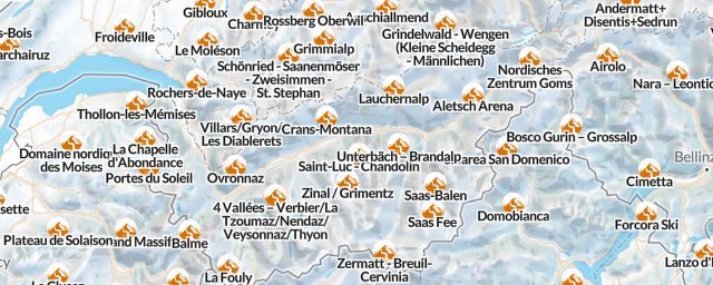 Piste map of the region Valais