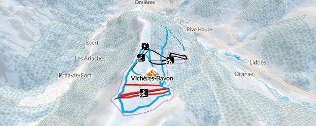 Piste map of the resort Vichères-Bavon