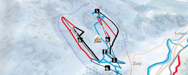 Piste map of the resort Zuoz