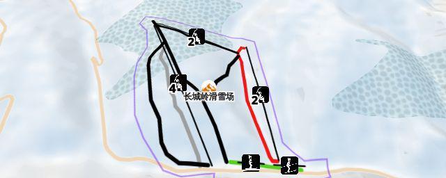 Piste map of the resort 长城岭滑雪场