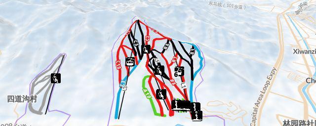 Piste map of the resort 富龙滑雪场