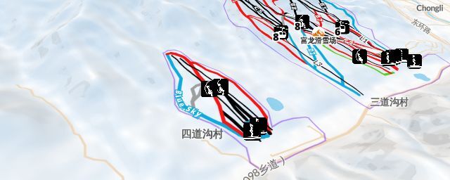 Piste map of the resort 拾雪川滑雪场