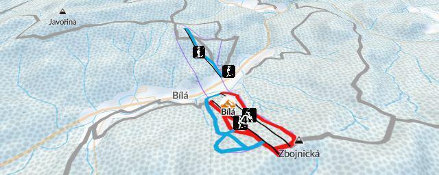 Piste map of the resort Bílá