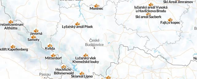 Piste map of the region Jihočeský