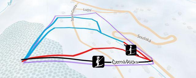 Piste map of the resort Skiareál Černá Říčka